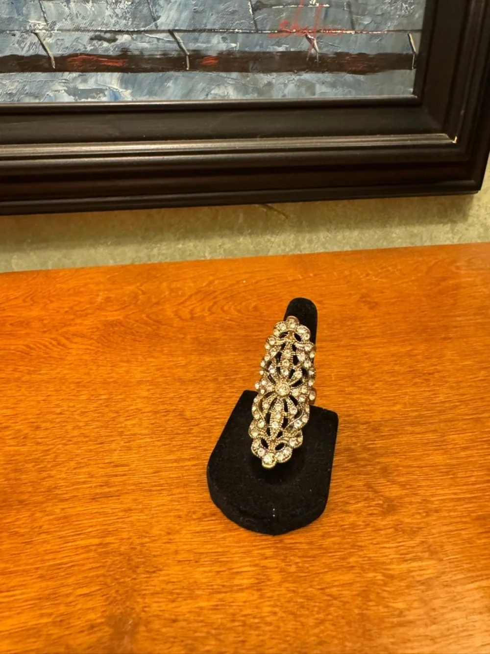 Crystal Filigree Statement Ring - Silver Crystal